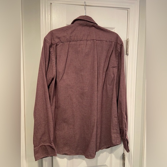 Old Navy Mens Size L Burgundy Gray Houndstooth Collared Button Down Shirt - Picture 10 of 12